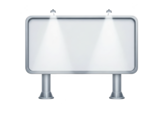 Blank billboard with spotlights isolated on transparent background