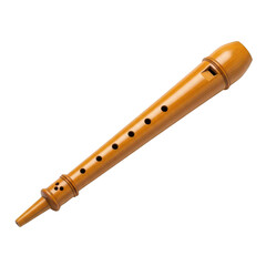 Traditional wooden recorder instrument, PNG with alpha channel, isolated subject