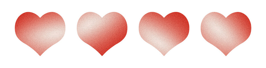 Hearts set, clipart Valentine designs, duotone gradient PNG elements isolated on transparent background
