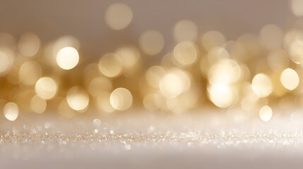 Christmas background with soft golden bokeh lights, warm festive atmosphere and clean negative space for advertising design