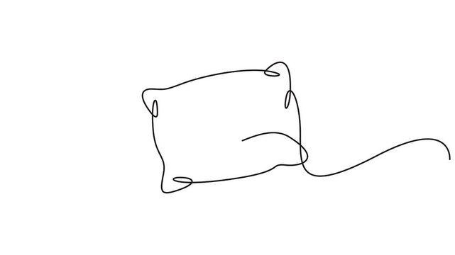 Self animated minimalist continuous one-line drawing of a pillow vector illustration