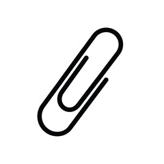 Obraz premium a simple black and white illustration features a single elongated paperclip oriented diagonally on a plain white background showcasing its form