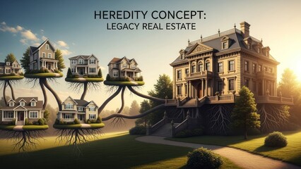 Hereditary Concept of Legacy Real Estate Showing Family Lineage and Home Ownership