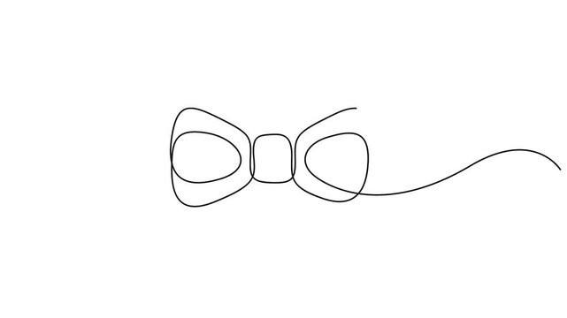 Self animated minimalist continuous line drawing of a decorative ribbon bow, Single line art ribbon bow animation