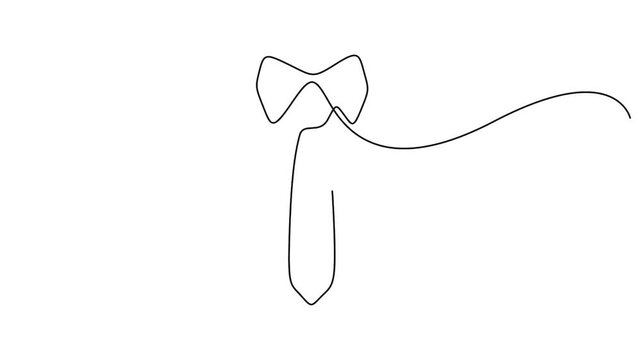 Self animated continuous line drawing of a necktie and bow tie, Continuous single line drawing of necktie animation