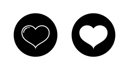Romantic heart icon in black circle. Outline love shape and solid romance symbol