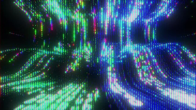 K Matrix Coding Glitch Animation with Streaming Text Data Blocks Signal Distortion Pixel Noise and Digital Hacking Visuals as Reusable Interface Overlay Layer for UI HUD Systems Motion Graphics VFX