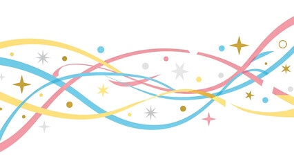 Colorful Abstract Wave Pattern with Stars and Dots on White Background