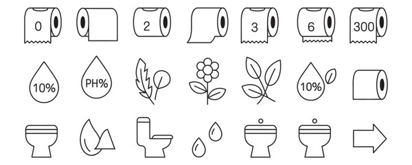 Eco friendly bathroom essentials with toilet paper rolls and leaves