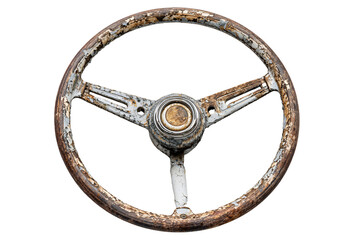 Antique rusty steering wheel