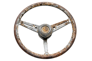 Antique rusty steering wheel