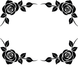 Floral minimalist rose border silhouette for decorative page elegant design Vector illustration