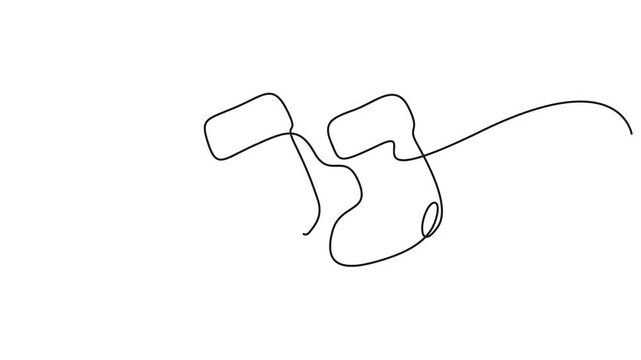 Self animated continuous line drawing of two Christmas stockings, Full length single line art animation