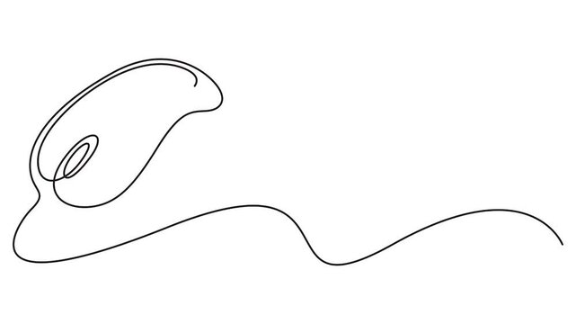 Self animated continuous single line drawing of computer mouse icon. Full length unbroken line art vector illustration
