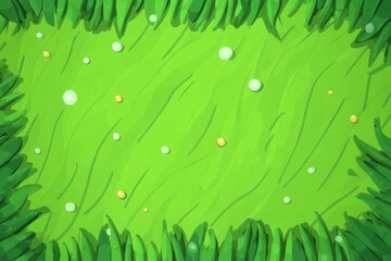 Simply drawn grass border frame background with place for text, perfect for kids applications