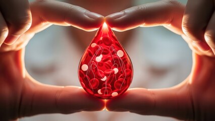 Close-up view of a blood drop containing sperm cells symbolizing reproductive health and biology