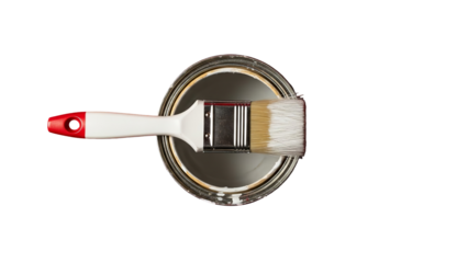 Paintbrush on a silver plate isolated on transparent background