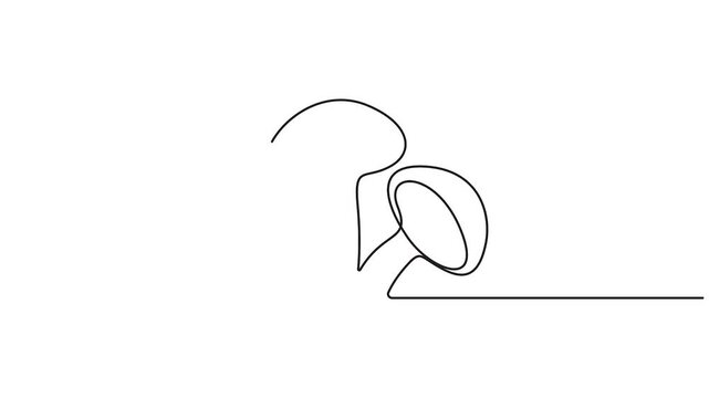 Self animated continuous one-line drawing of two mushrooms. Minimalist vector illustration style mushrooms.Full length single line art animation