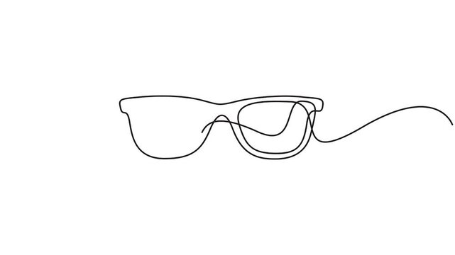Self animated continuous one-line drawing of glasses. Eye glasses icon. Full length single line art animation