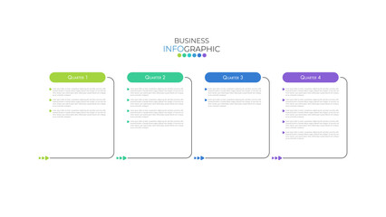 Infographic template about project lists for year and explain to 4 quarter and be able to apply to presentation with 4 options
