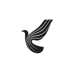 Obraz premium Stylized graphic design depicts a flying bird silhouette formed by flowing black lines