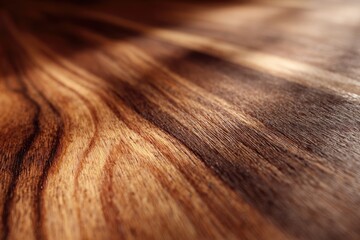 Fototapeta premium Close-up of richly textured, warm-toned woodgrain surface, showing intricate patterns and natural variations