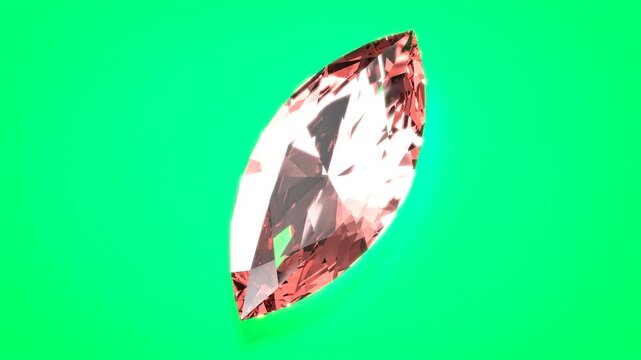 3d render of a marquise diamond with green background