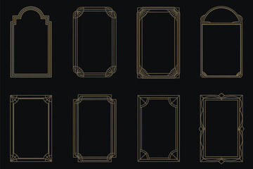 Art deco frames modern gold, versatile decorative border collection, golden geometric frames for photography