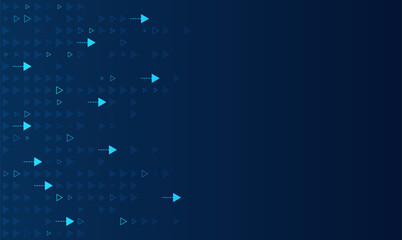 Blue arrow shapes arranged in a flowing directional pattern on a dark background with copy space