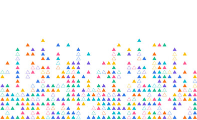 Fototapeta premium Colorful small triangle pattern scattered in playful rhythm on white background