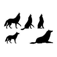 Black dog silhouettes vector illustration of pets and animals collection