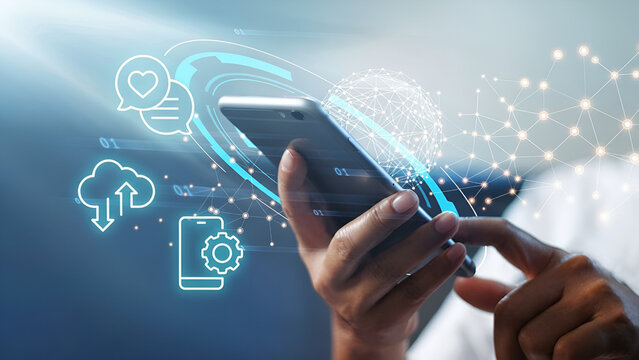 Mobile technology and digital connectivity network concepts - Powered by Adobe