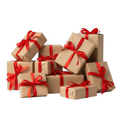 Stack of gift boxes isolated on transparent background