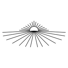 Obraz premium Vector logo on which an abstract image of the rising sun. horizon