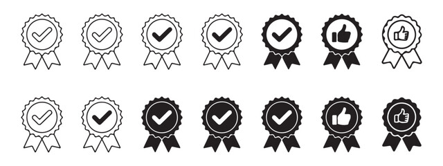 Loyalty program rewards line icons, set of bonus, medal, shopping bag, star, and diamond