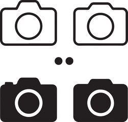 Isolated Camera Icons, Camera Black Minimal Vector Icons, Photo Camera UI Symbols, Four Identical Grid Layout Icons, Clean Modern App Web Photography Design Icons