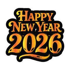 Happy New Year 2026 Simple Template Vector Illustration