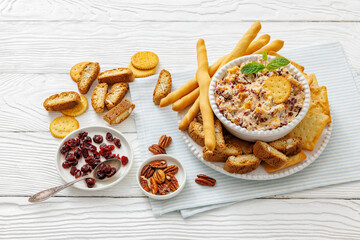 cranberry apricot cheese spread in a bowl