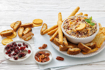 cranberry apricot cheese spread in a bowl