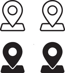 Isolated Checkpoint Area Icons, Checkpoint Area Black Minimal Vector Icons, Marker UI Symbols, Four Identical Grid Layout Icons, Clean Modern App Web Navigation Location Design Icons