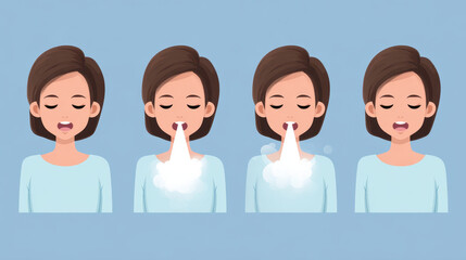 Breath check mouth closed exhale steam hygiene medical health breath mouth