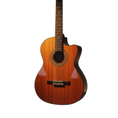 Obraz premium Acoustic guitar with a cutaway body and natural wood finish isolated on transparent background