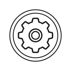 Gear settings icon, flat vector, simple design, tech theme