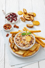 cranberry apricot cheese spread in a bowl
