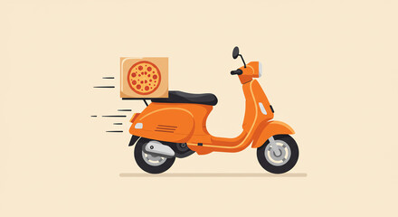 Orange scooter delivering pizza