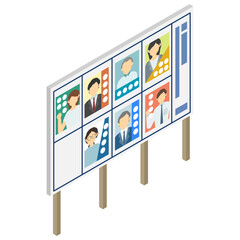 アイソメトリックイラスト：選挙候補者ボード