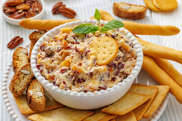 cranberry apricot cheese spread in a bowl