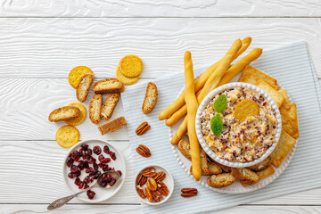 cranberry apricot cheese spread in a bowl