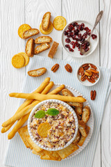 cranberry apricot cheese spread in a bowl