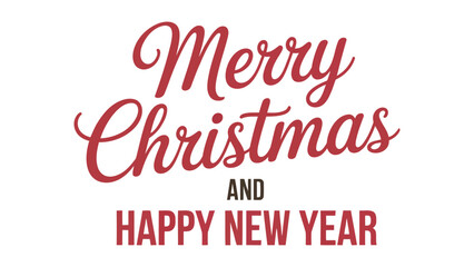  Merry Christmas and Happy New Year hand lettering typography design in red color isolated on white background, festive holiday greeting illustration for cards, banners, posters, prints and branding © VectorCraze